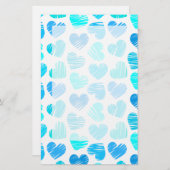 Blaue weiße Herzen Stationery Briefpapier (Vorne/Hinten)