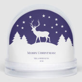 Blaue Weiße Hirsch Weihnachtsfamilienfoto Kiefern Schneekugeln (Vorderseite)