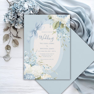 Blaue Weiße Hortensien Vintage Elegante Hochzeits Einladung