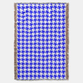 Blaue weiße Houndstooth-Karo Decke (Vorderseite Vertikal)