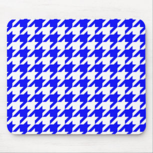 Blaue weiße Houndstooth Karo Mousepad