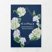 Blaue weiße Hydrangeas auf Hochzeiten der Marine Dreifach Gefaltete Einladung (Cover)