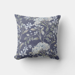 Blaue Weiße Hydrangeas Grüne auf Blue Gray   Kissen