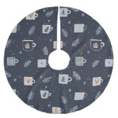 Blaue, weiße Hygee Teebecher Kaffeetassen festlich Polyester Weihnachtsbaumdecke (Vorderseite)