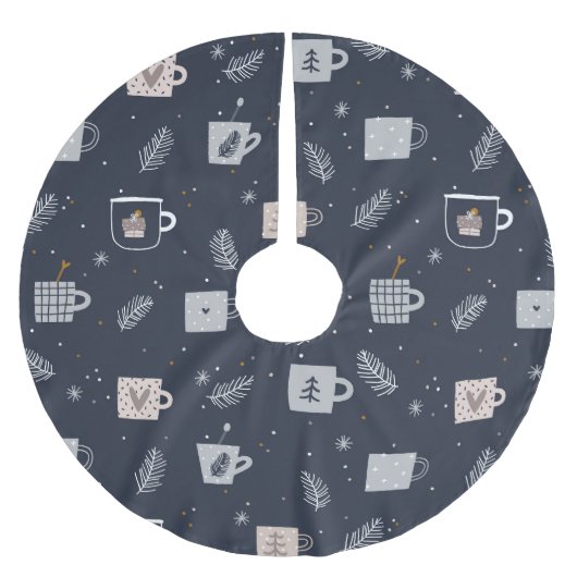 Blaue, weiße Hygee Teebecher Kaffeetassen festlich Polyester Weihnachtsbaumdecke (Vorderseite)