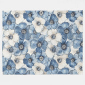 Blaue Weiße Jeans Blumen Geburtstag Fleecedecke (Vorderseite (Horizontal))
