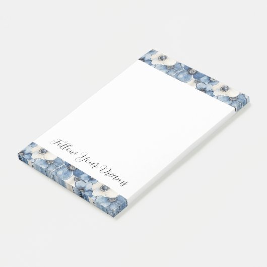 Blaue Weiße Jeans Blumen Geburtstag Post-it Klebezettel (angewinkelt)