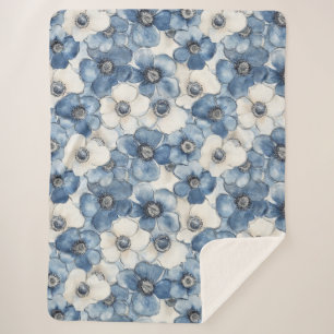 Blaue Weiße Jeans Blumen Geburtstag Sherpadecke