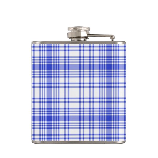 Blaue weiße karierte 2 flachmann (Rückseite)