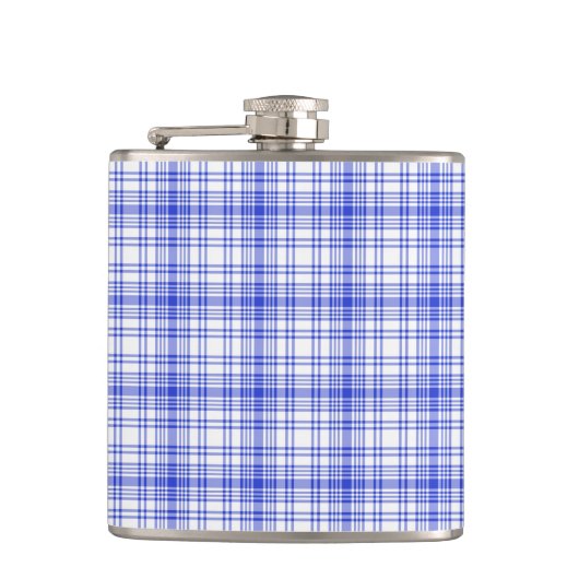 Blaue weiße karierte 2 flachmann (Vorderseite)