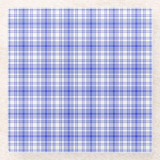 Blaue weiße karierte 2 glasuntersetzer (Vorderseite)