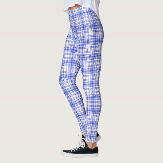 Blaue weiße karierte 2 leggings (Links)