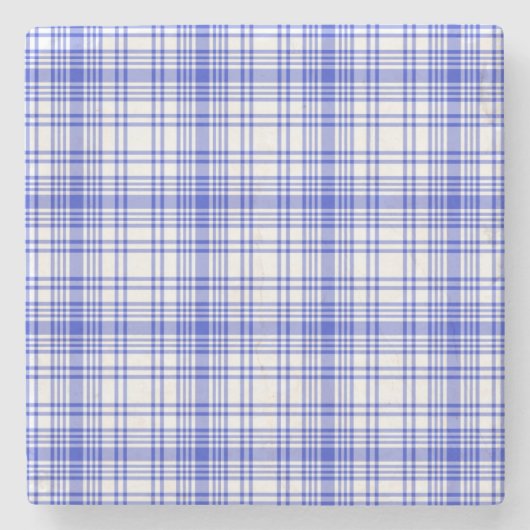 Blaue weiße karierte 2 steinuntersetzer (Vorderseite)