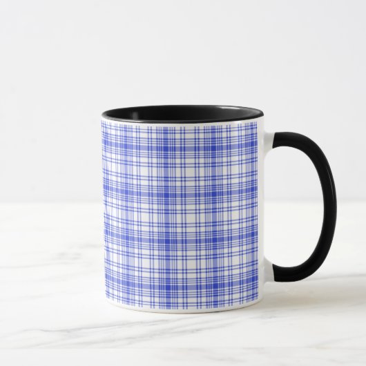 Blaue weiße karierte 2 tasse (Rechts)