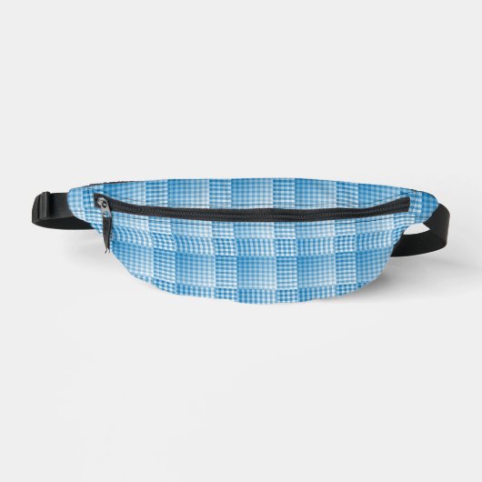 Blaue Weiße Karo-Abstraktes Muster Bauchtasche (Vorderseite)