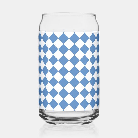 Blaue Weiße Karo-Diamant-Muster Dosenglas (Vorderseite)