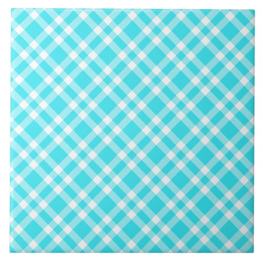 Blaue weiße Karo-Muster Fliese (Vorderseite)