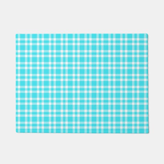 Blaue weiße Karo-Muster Fußmatte (Vorderseite)