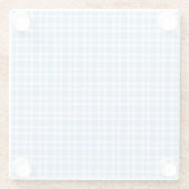 Blaue weiße Karo-Muster Glasuntersetzer (Rückseite)