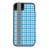Blaue weiße Karo-Muster Incipio iPhone Geldbeutel-Hülle (Folio Rückseite)