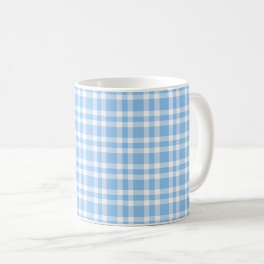 Blaue weiße Karo-Muster Kaffeetasse (VorderseiteRechts)