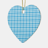 Blaue weiße Karo-Muster Keramik Ornament (Links)