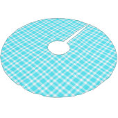 Blaue weiße Karo-Muster Polyester Weihnachtsbaumdecke (Schrägansicht)
