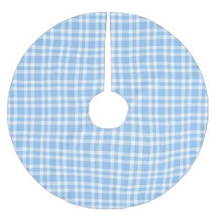 Blaue weiße Karo-Muster Polyester Weihnachtsbaumdecke