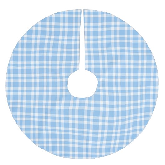Blaue weiße Karo-Muster Polyester Weihnachtsbaumdecke (Vorderseite)
