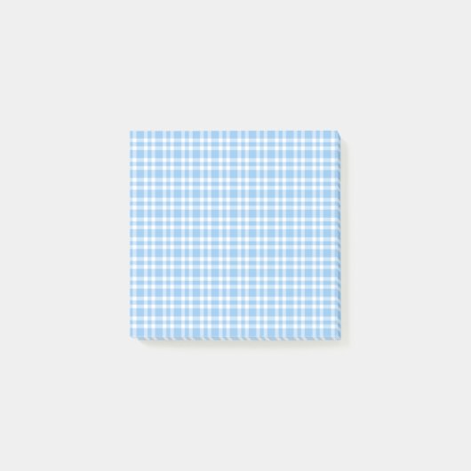 Blaue weiße Karo-Muster Post-it Klebezettel (Vorderseite)