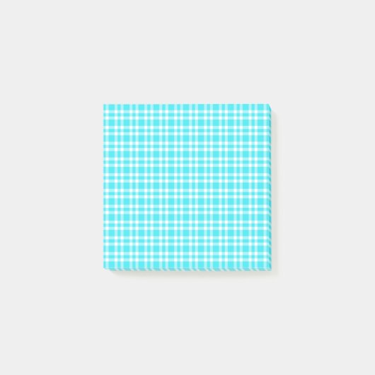 Blaue weiße Karo-Muster Post-it Klebezettel (Vorderseite)