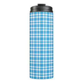 Blaue weiße Karo-Muster Thermosbecher