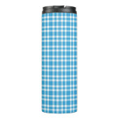 Blaue weiße Karo-Muster Thermosbecher (Rückseite)