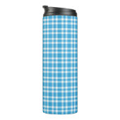 Blaue weiße Karo-Muster Thermosbecher (Nach rechts gedreht)