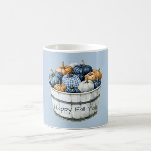Blaue weiße Karo orange Kürbiseimer Kaffeetasse (Mittel)