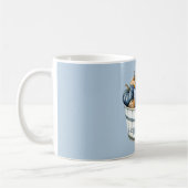 Blaue weiße Karo orange Kürbiseimer Kaffeetasse (Links)