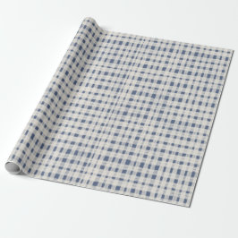 Blaue weiße Karo-Streifen Weihnachten Geschenkpapier