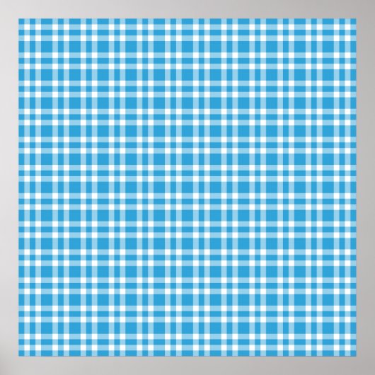 Blaue weiße Karomuster Poster (Vorne)