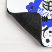 Blaue weiße Kirschblüten-Eule Mousepad (Ecke)