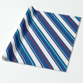 Blaue, weiße, lanted Regimental Stripes Geschenkpapier