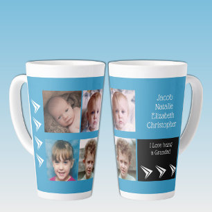 Blaue weiße Liebe, Großvater zu sein, mit Fotos Milchtasse