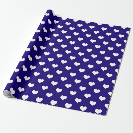 Blaue weiße Liebe Herzdesign Geschenkpapier (Ungerollt)