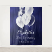 Blaue, weiße Luftballons zum Geburtstag Wandteppich (Vorderseite)
