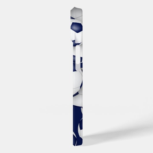 Blaue weiße Mädchenfußbälle mit Monogramm Case-Mate iPhone Hülle (Rückseite / Links)