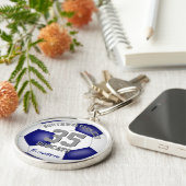 Blaue weiße Mannschaft Farben Mädchen Jungs Name F Schlüsselanhänger (Seite)