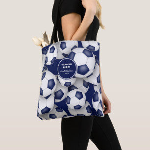Blaue weiße Mannschaftsfarben - Name des Fußballtr Tasche