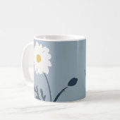 Blaue-Weiße Margerite & Benutzerdefinierter Text M Kaffeetasse (Vorderseite Links)