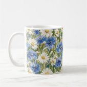Blaue Weiße Margeriten Blumen Kaffeetasse (Links)