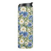 Blaue Weiße Margeriten Blumen Thermosbecher (Nach links gedreht)