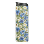 Blaue Weiße Margeriten Blumen Thermosbecher (Nach rechts gedreht)